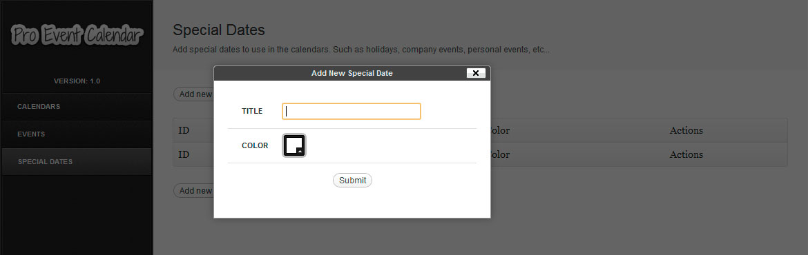 Special Dates